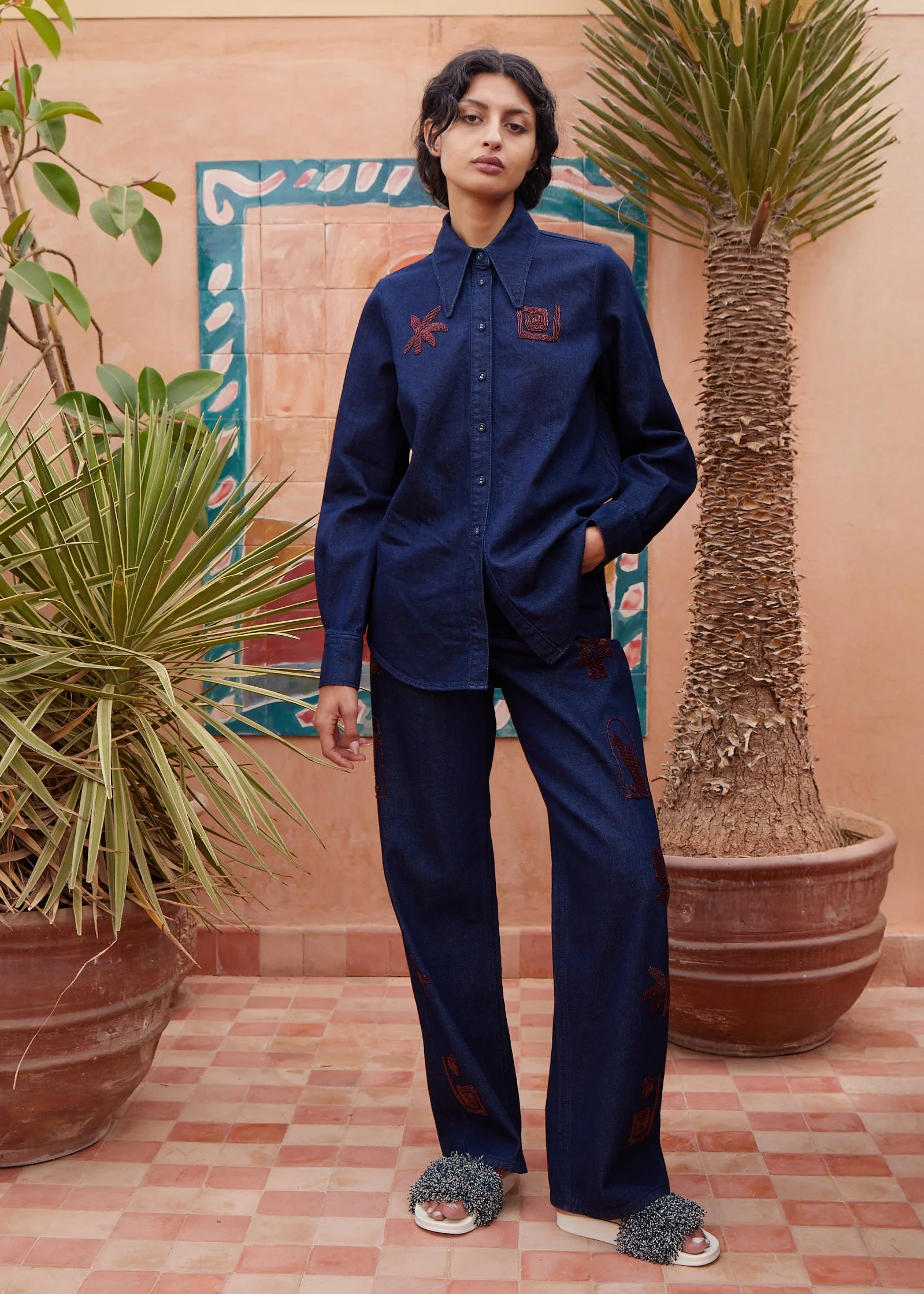 Delany Embellished Denim Shirt - Image 3