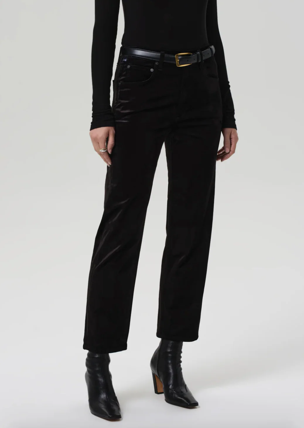 Delfina Straight Velvet In Black - Image 2