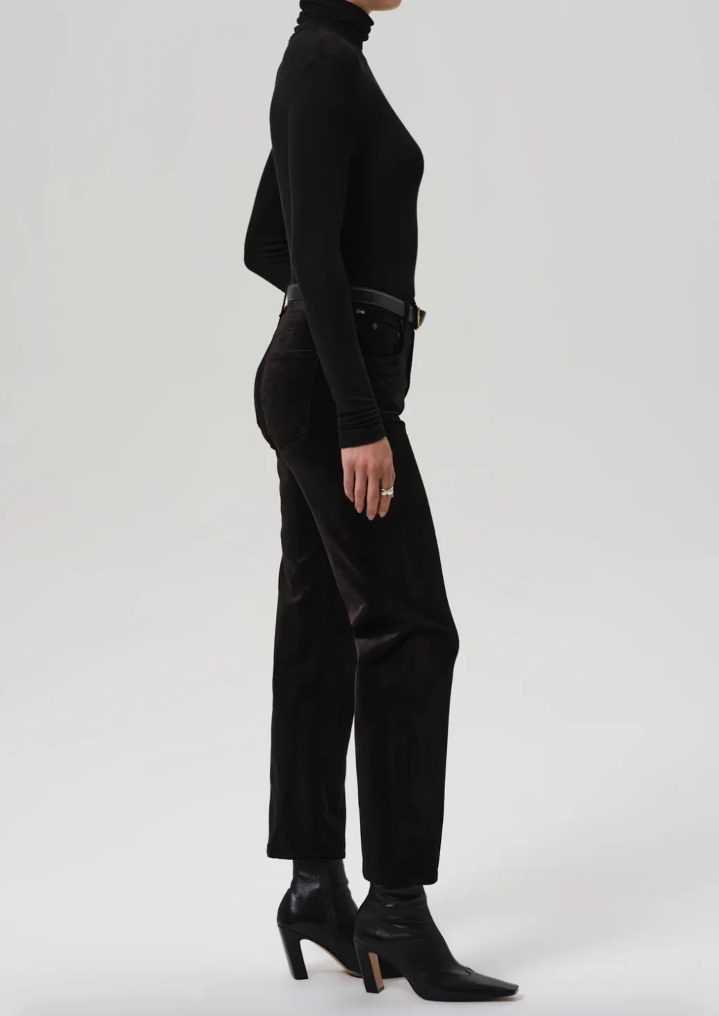Delfina Straight Velvet In Black - Image 4