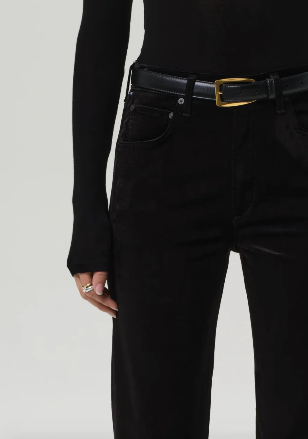 Delfina Straight Velvet In Black - Image 5