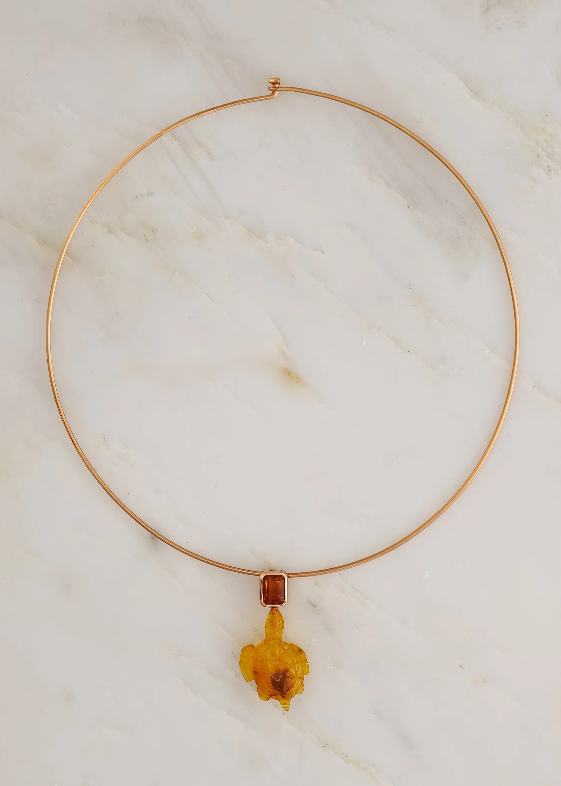 Carved Amber Turtle Charm with Citrine - Image 3