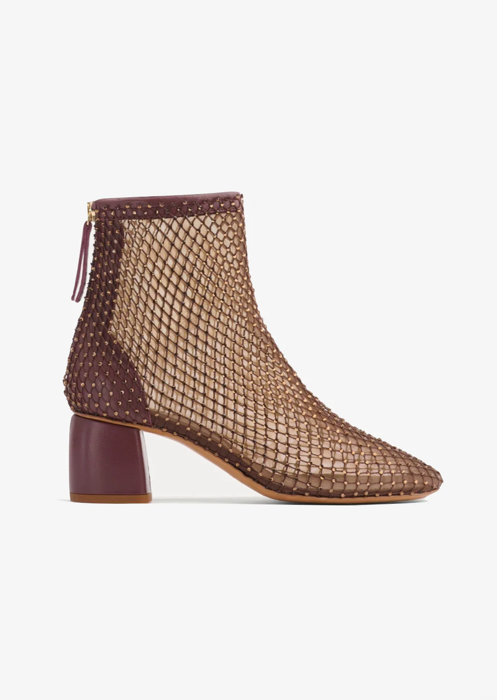 Diamanté Strass Mesh Ankle Boots in Chocolate
