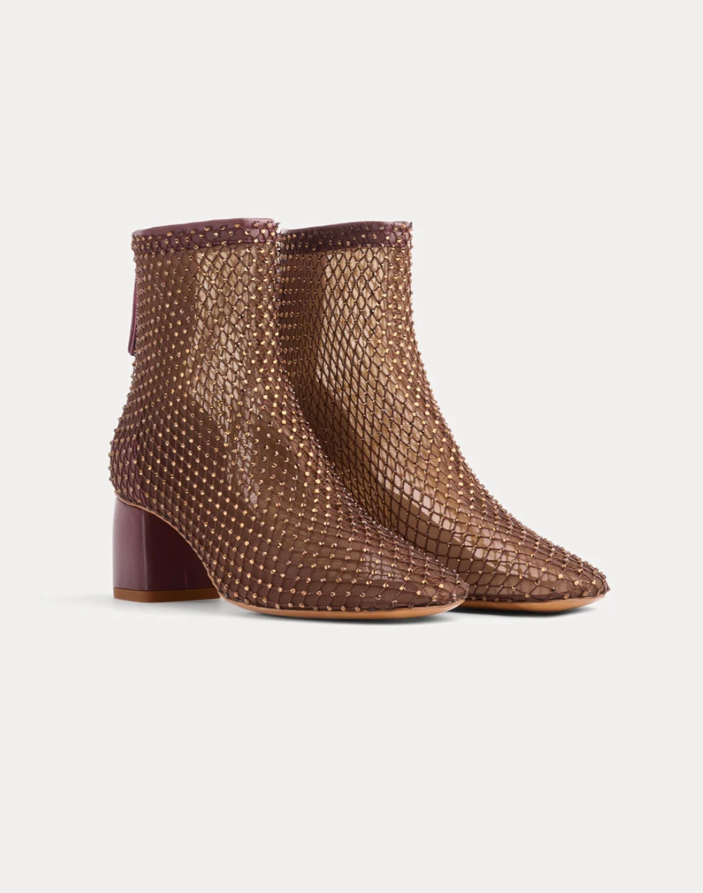 Diamanté Strass Mesh Ankle Boots in Chocolate - Image 2
