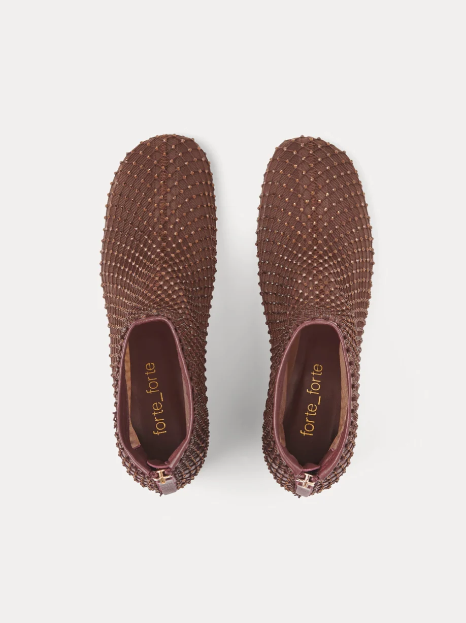 Diamanté Strass Mesh Ankle Boots in Chocolate - Image 3