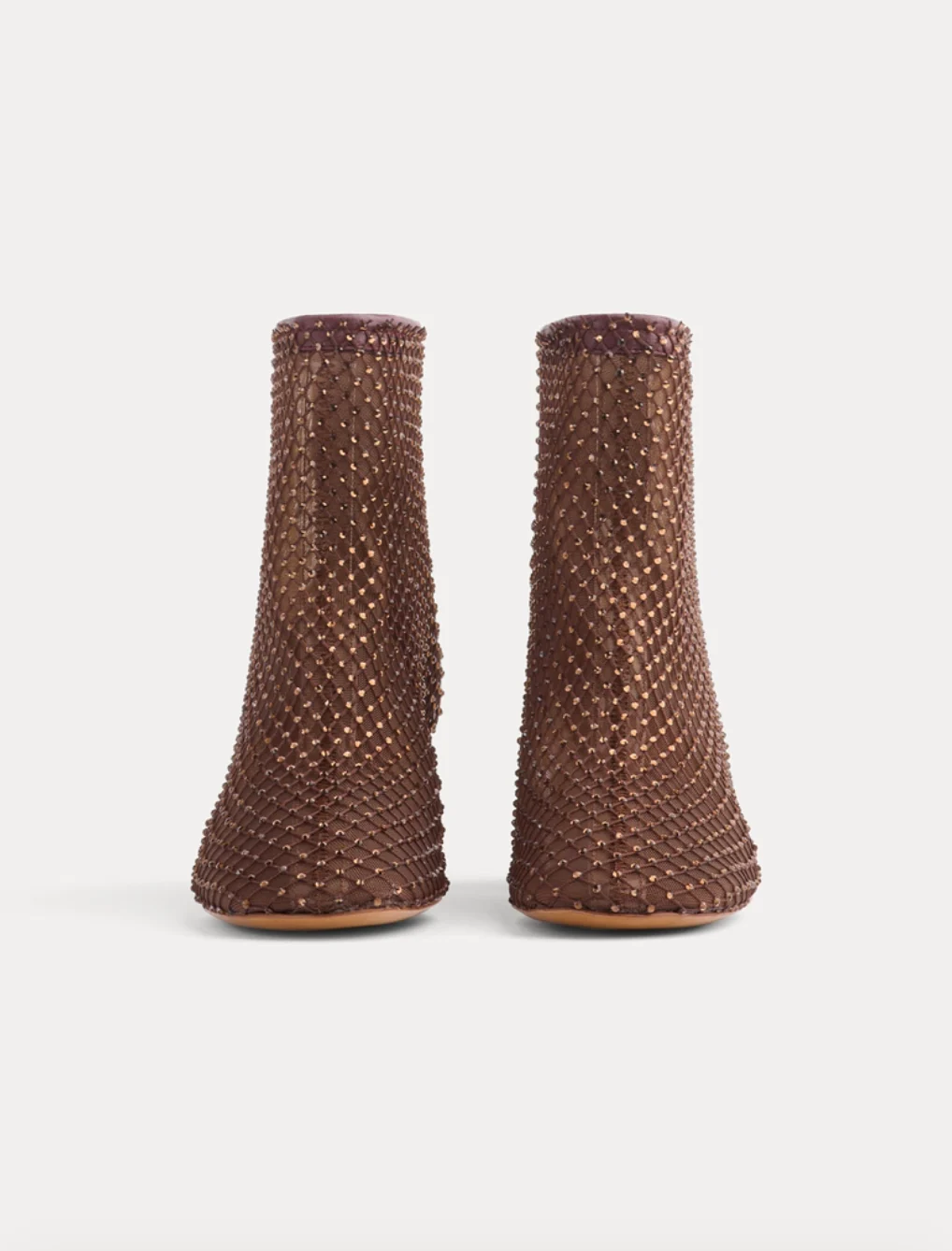 Diamanté Strass Mesh Ankle Boots in Chocolate - Image 4