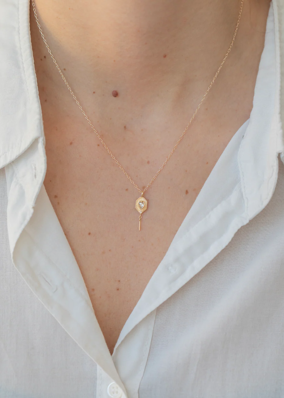 Diamond Heart Gold Plate Necklace - Image 2