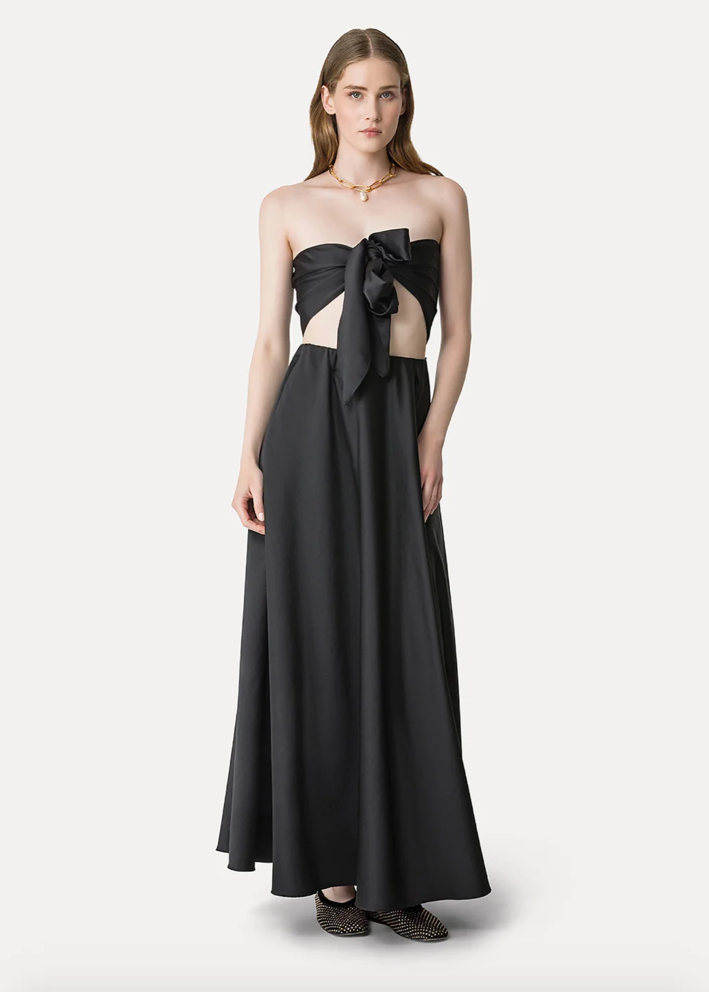 Duchesse Satin Bustier Top in Black - Image 4