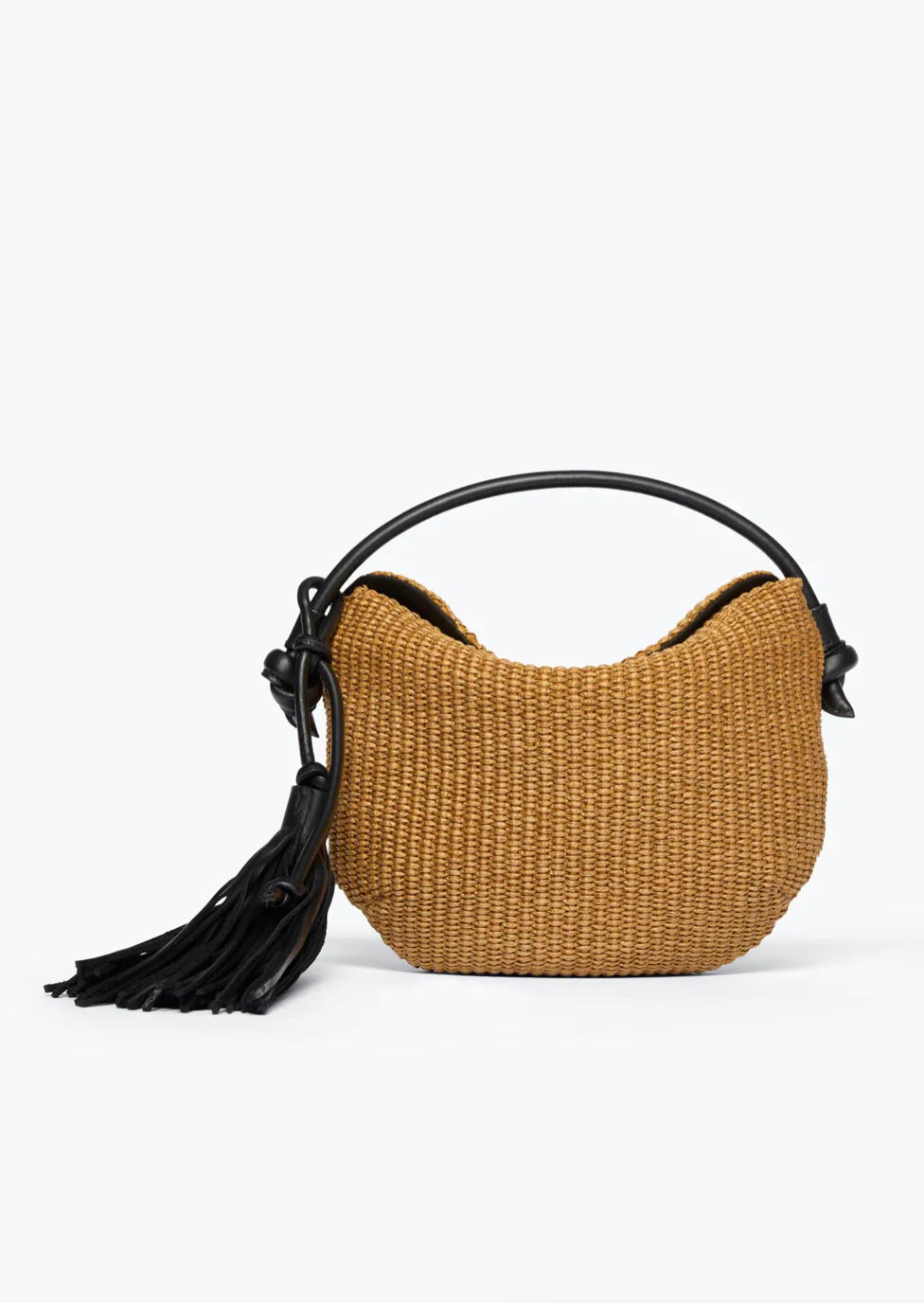 Elis Mini Crescent Bag in Biscuit Raffia