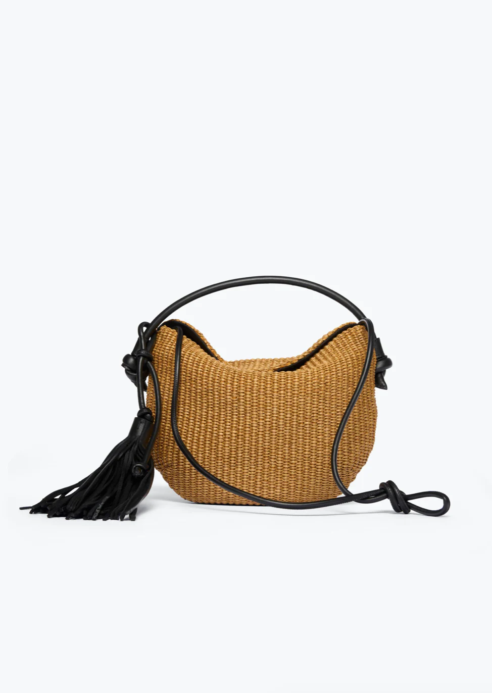 Elis Mini Crescent Bag in Biscuit Raffia - Image 4