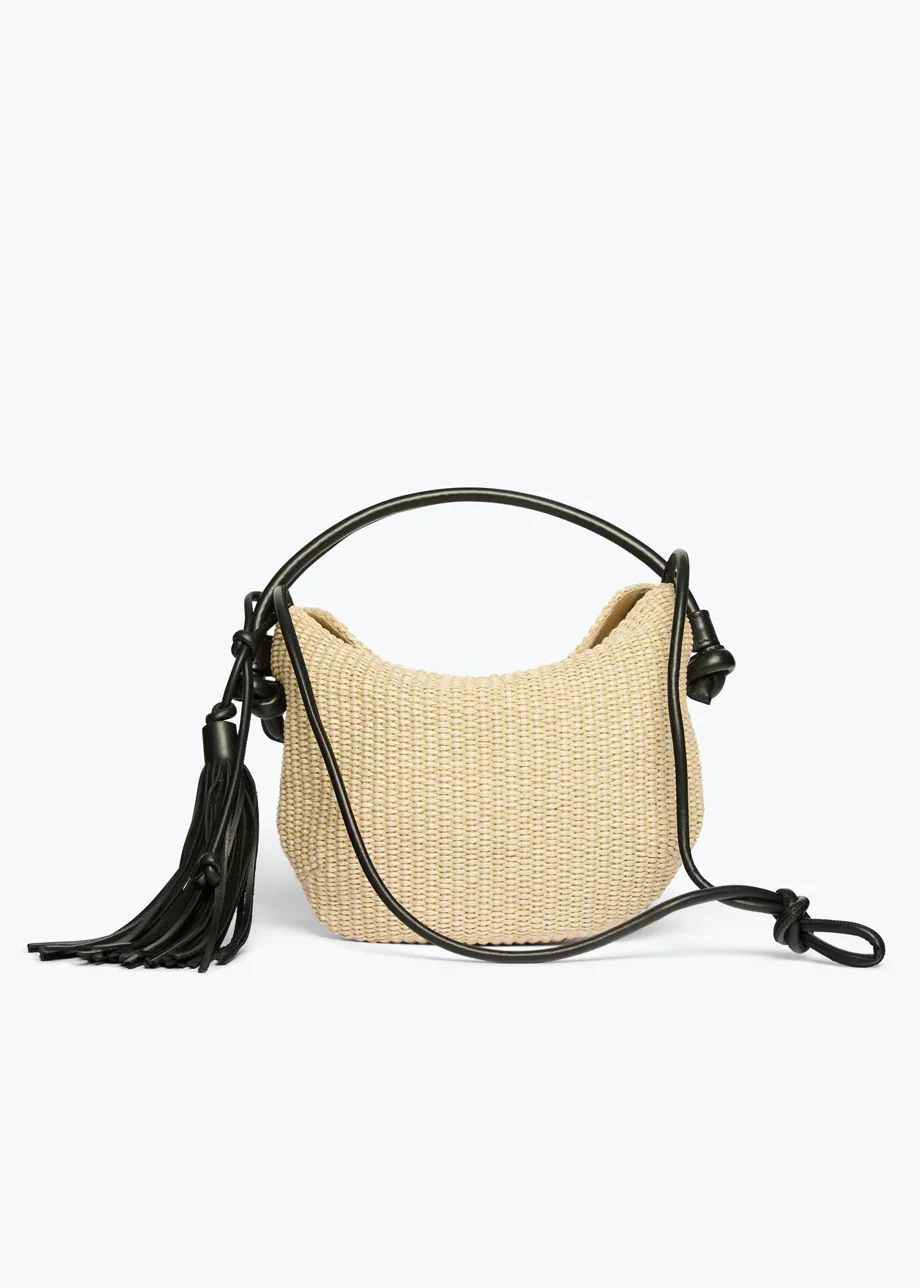 Elis Mini Crescent Bag in Natural Raffia - Image 3