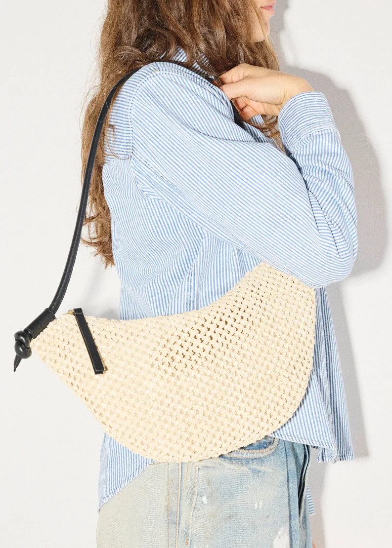 Elodie Crescent Bag in Natural Open Raffia - Image 2
