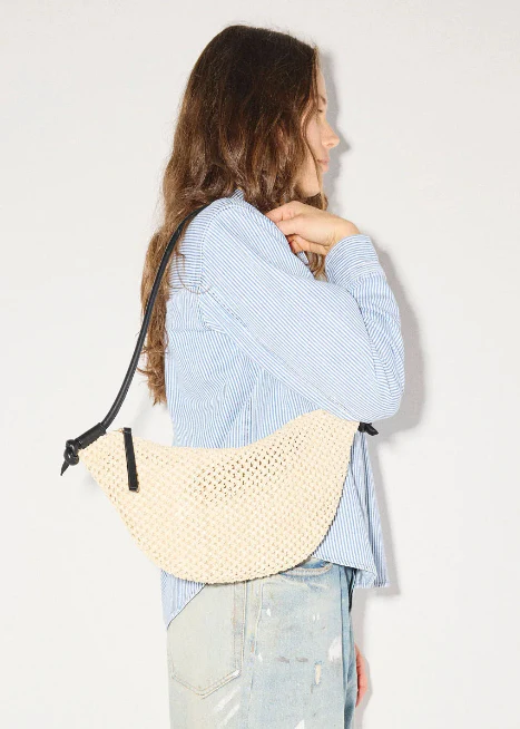 Elodie Crescent Bag in Natural Open Raffia - Image 4