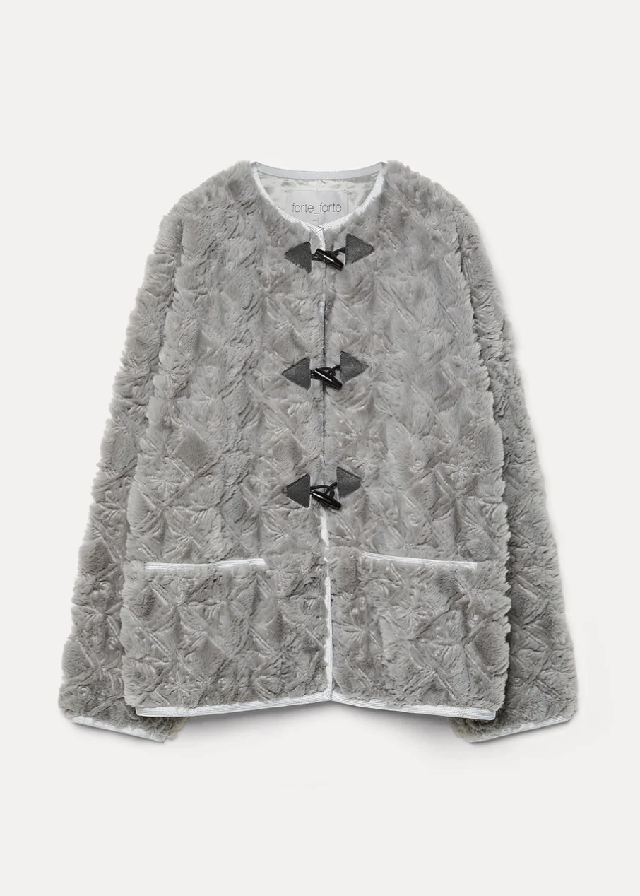 Embroidered Faux Fur Jacket
