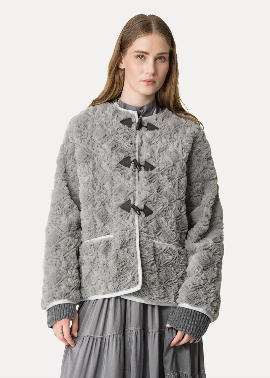 Embroidered Faux Fur Jacket - Image 2