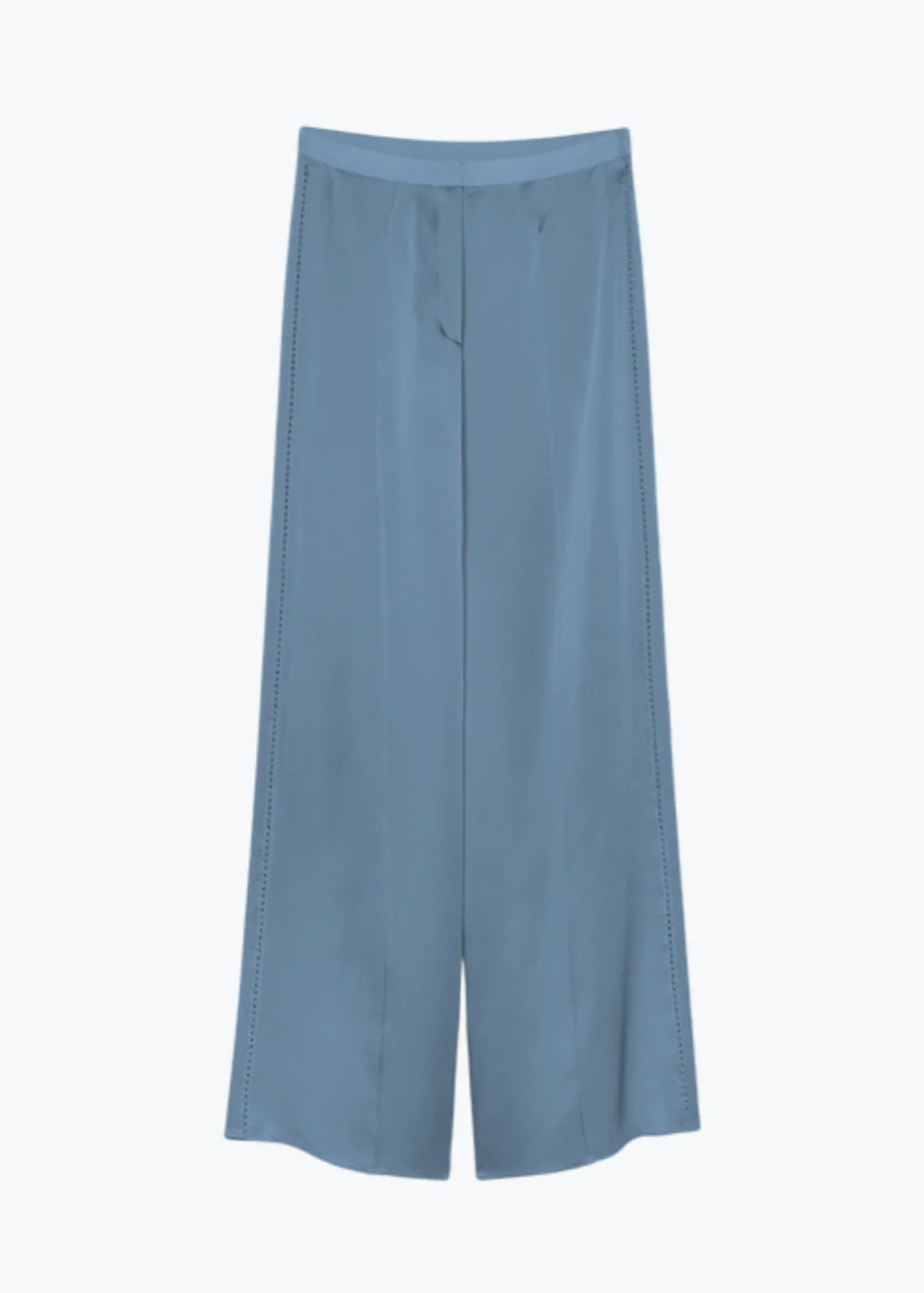 Embroidered Satin Trousers