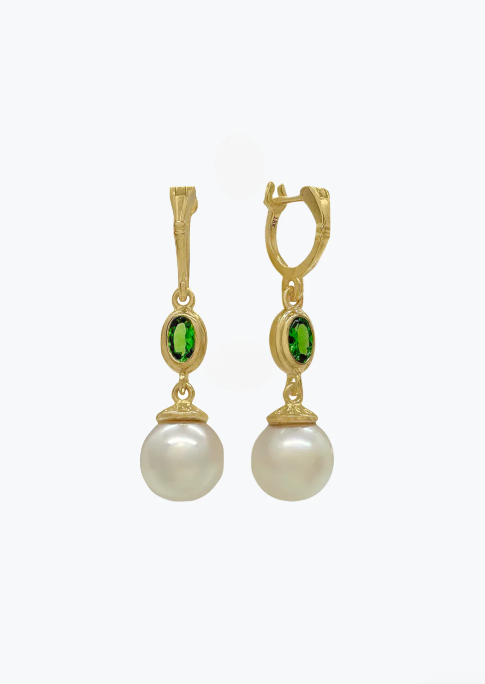 Emma Pearl and Emerald Earrings