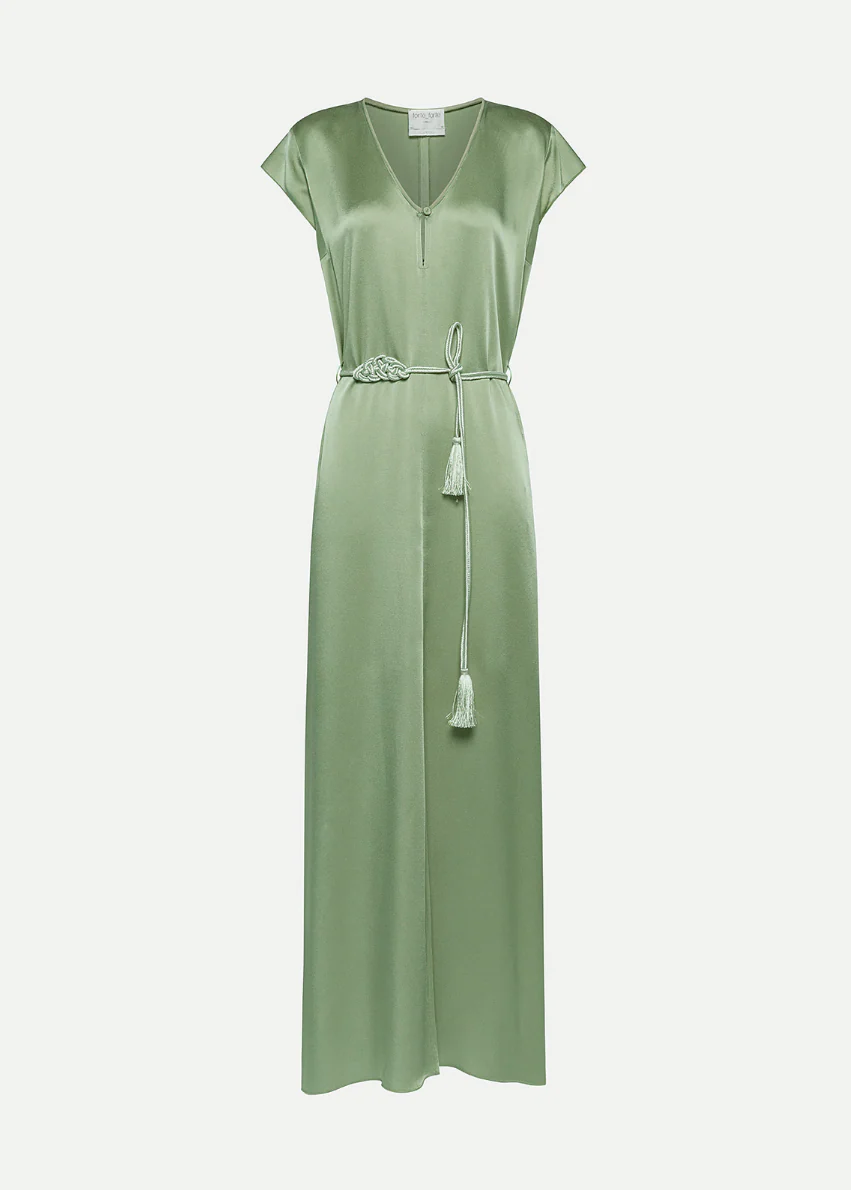 Envers Satin Kaftan Dress in Khaki