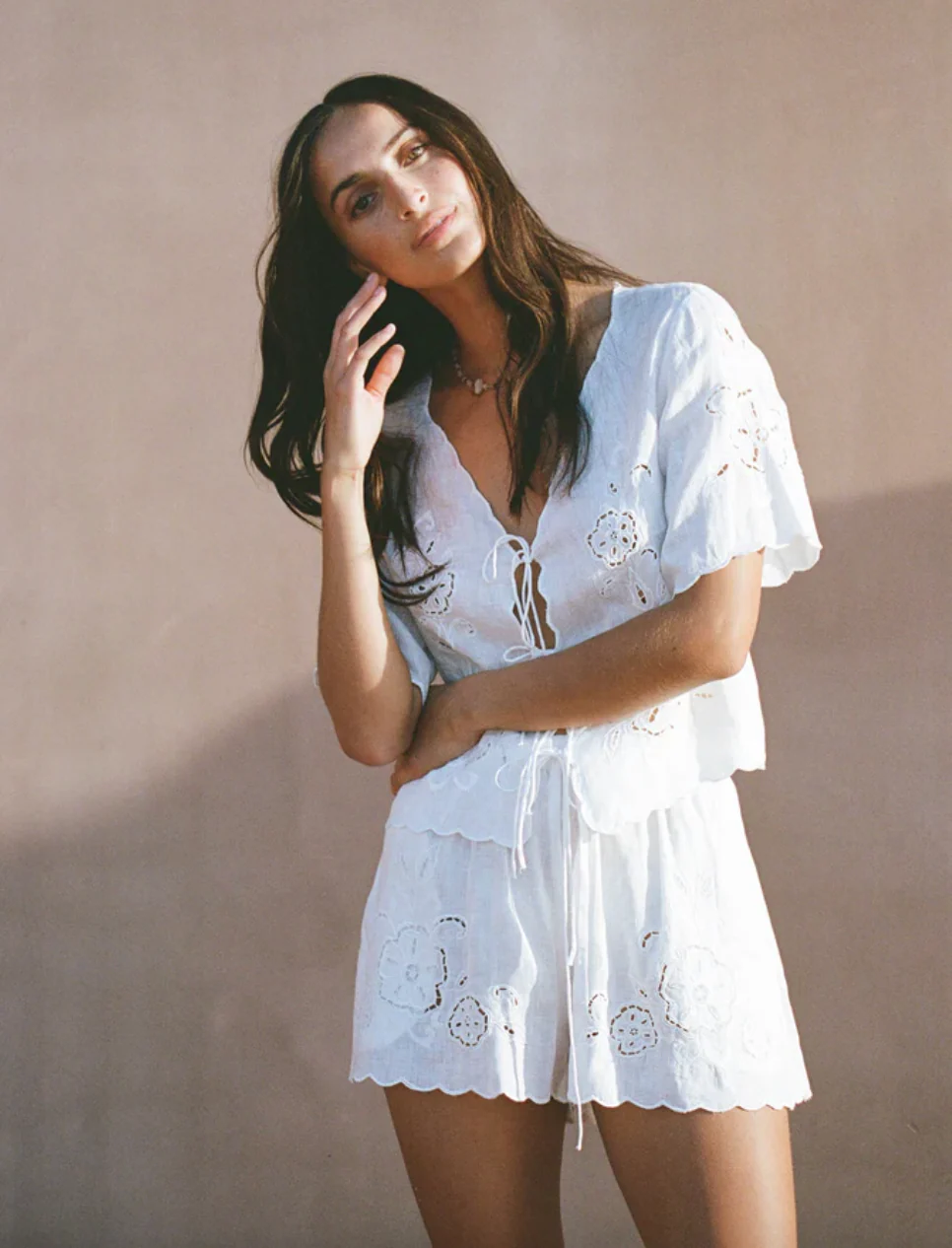 Eta Embroidered Linen Shorts
