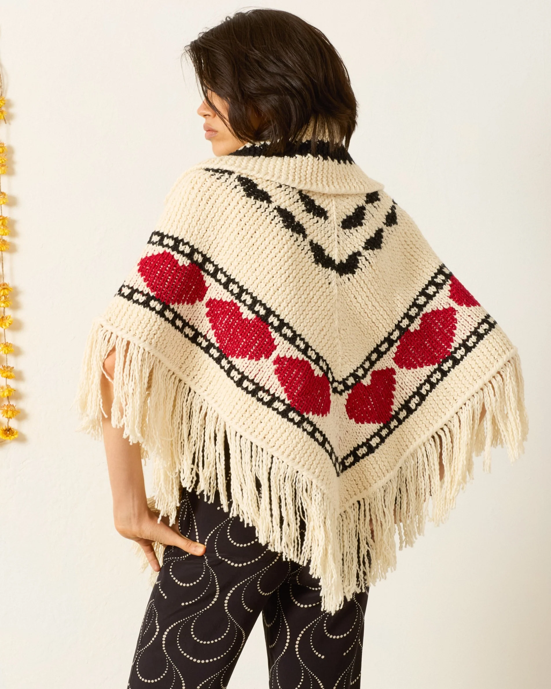 Faune Heart Knit Poncho - Image 2