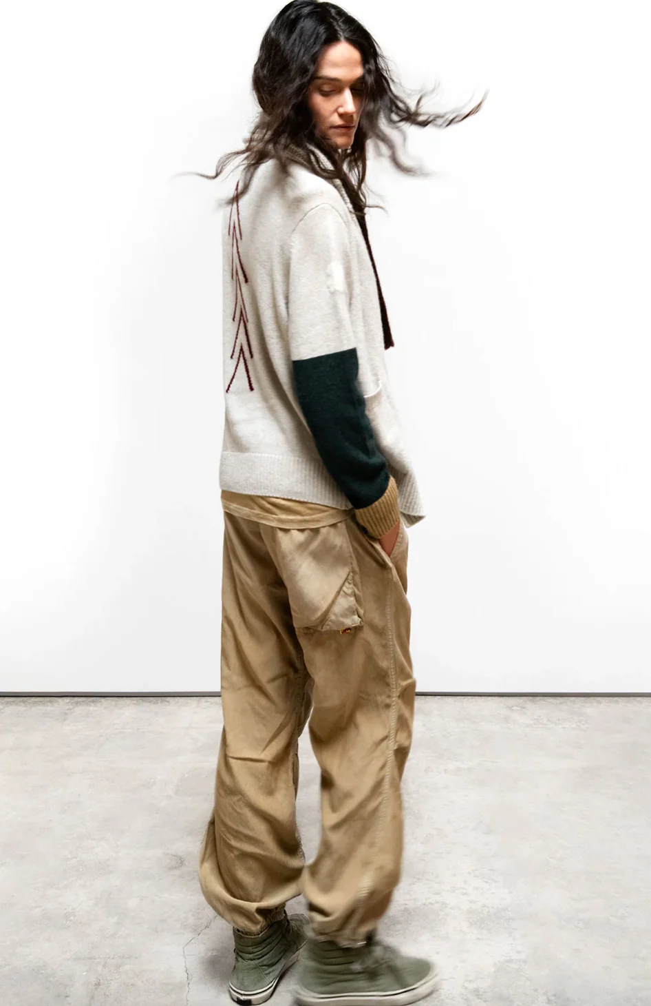 Flap/Snap Satin Airjump Pants in Golden - Image 2