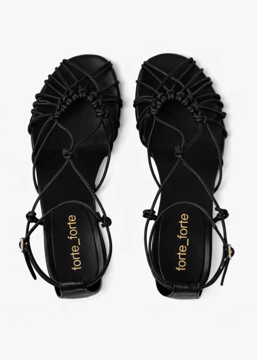 Flat Nappa Leather Sandals in Nero - Image 3