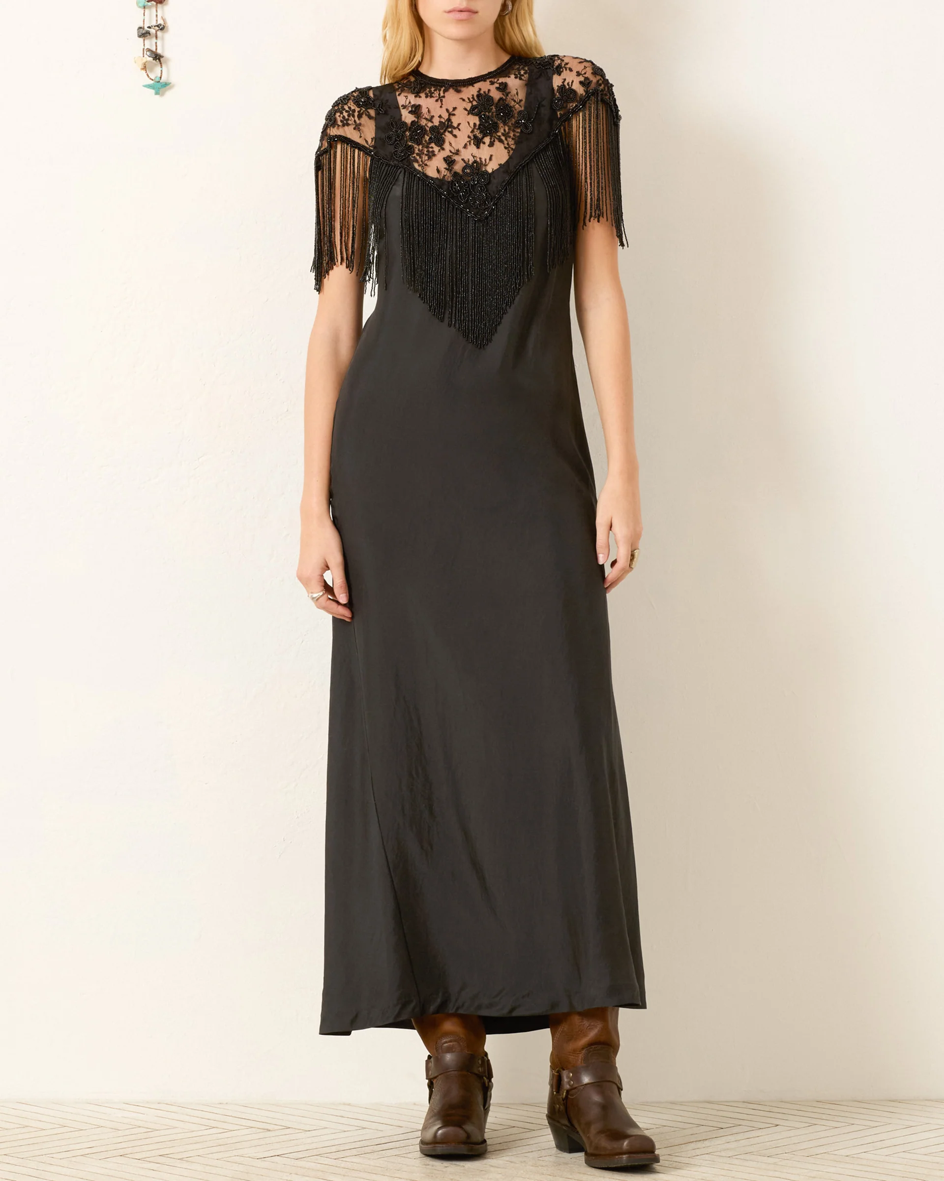 Flou Night Ride Beaded Lace Capelet - Image 4