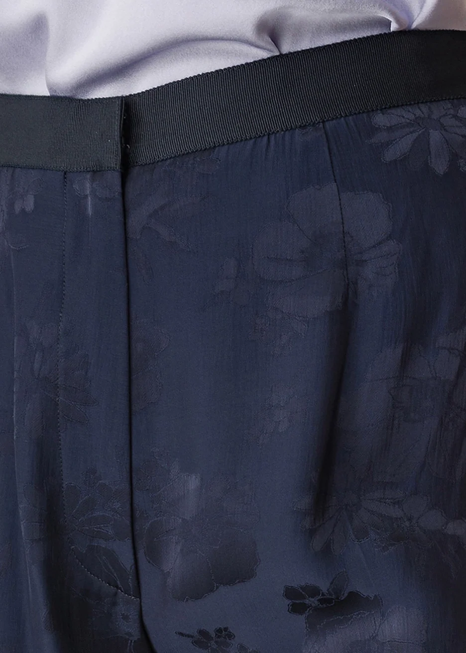Fluid Jacquard Bouquet Trousers in Notte - Image 4