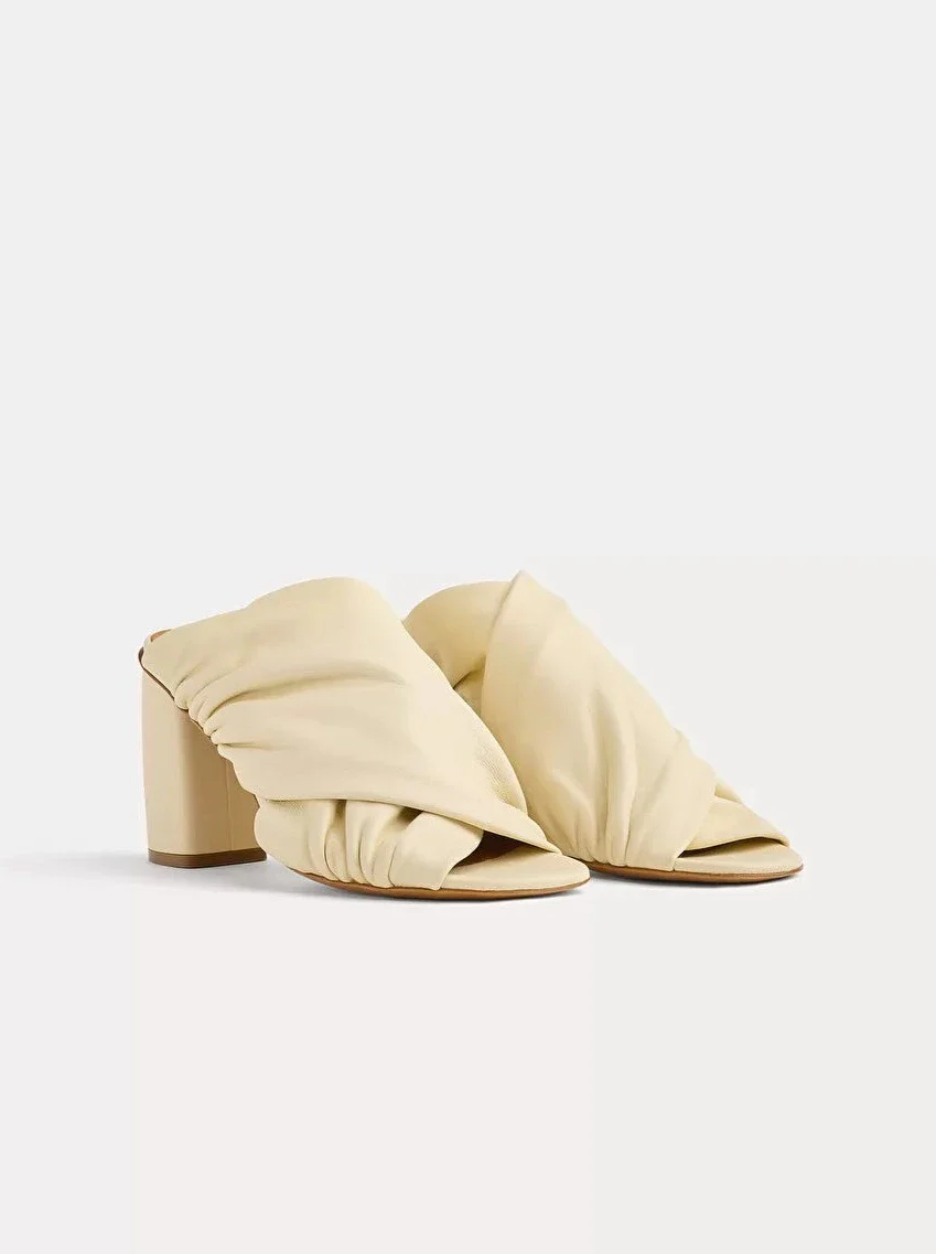 Nappa Leather Heeled Sandals in Ivory - Image 4