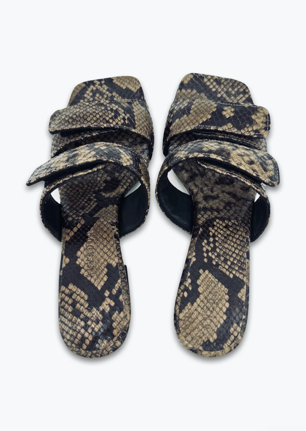 Adria Embossed Python Strap Heel in Stone - Image 2