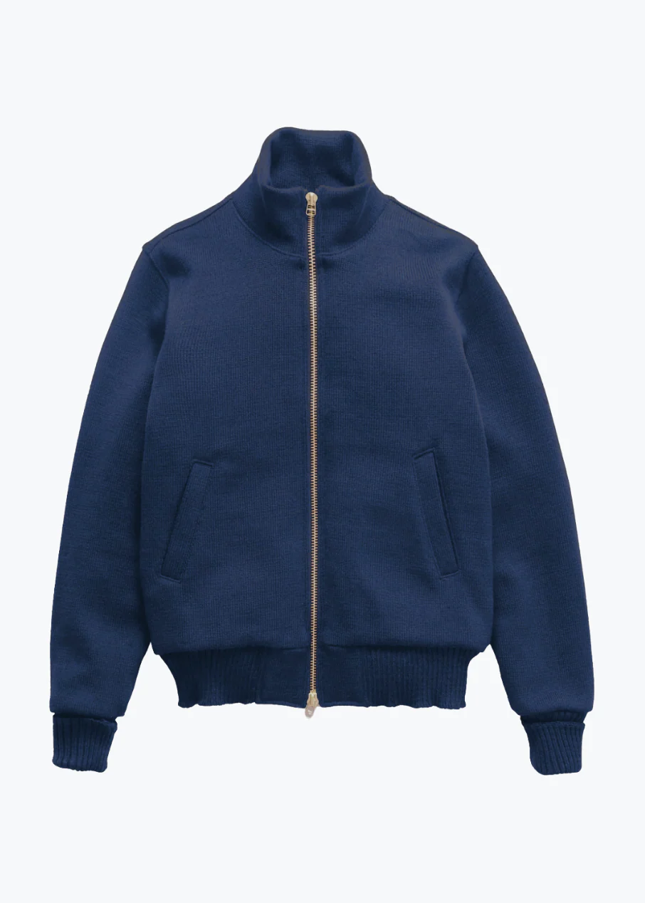 Full-Throttle Moto-Sweater in Blue