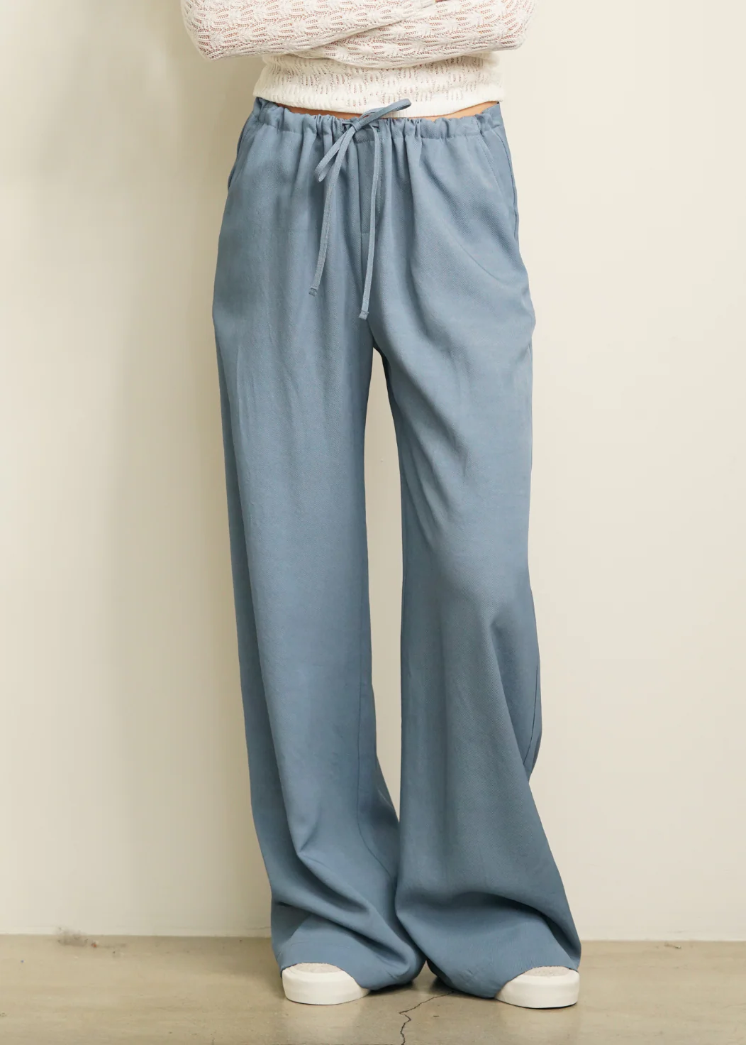 Gemma Pull On Straight Leg Pant in Smoky Blue