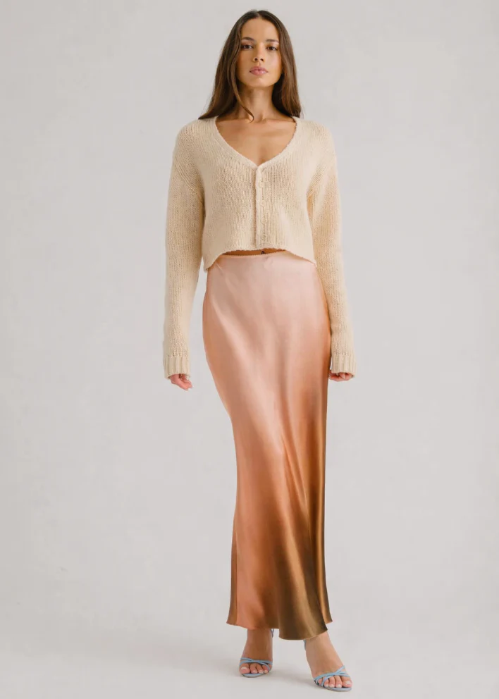 Grace B Scallop Trim Bias Cut Maxi Skirt in Ombre - Image 2