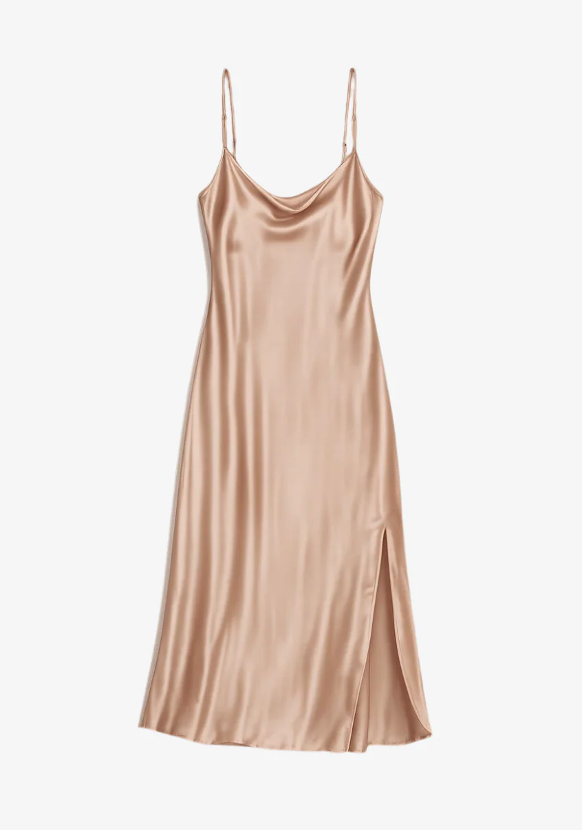 Grier Silk Maxi Slip Dress in Mocha