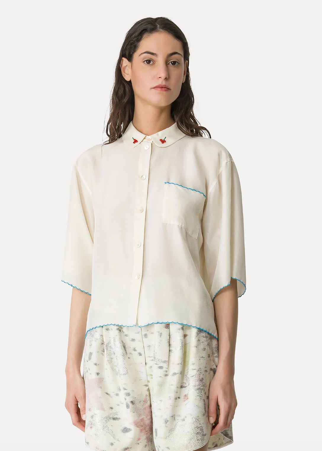 Habotai Silk Half-Sleeve Shirt - Image 2