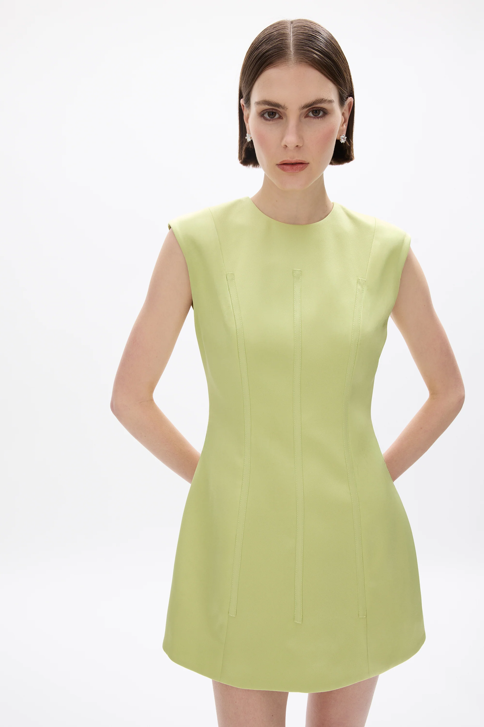 Hallie Mini Dress in Lime - Image 2