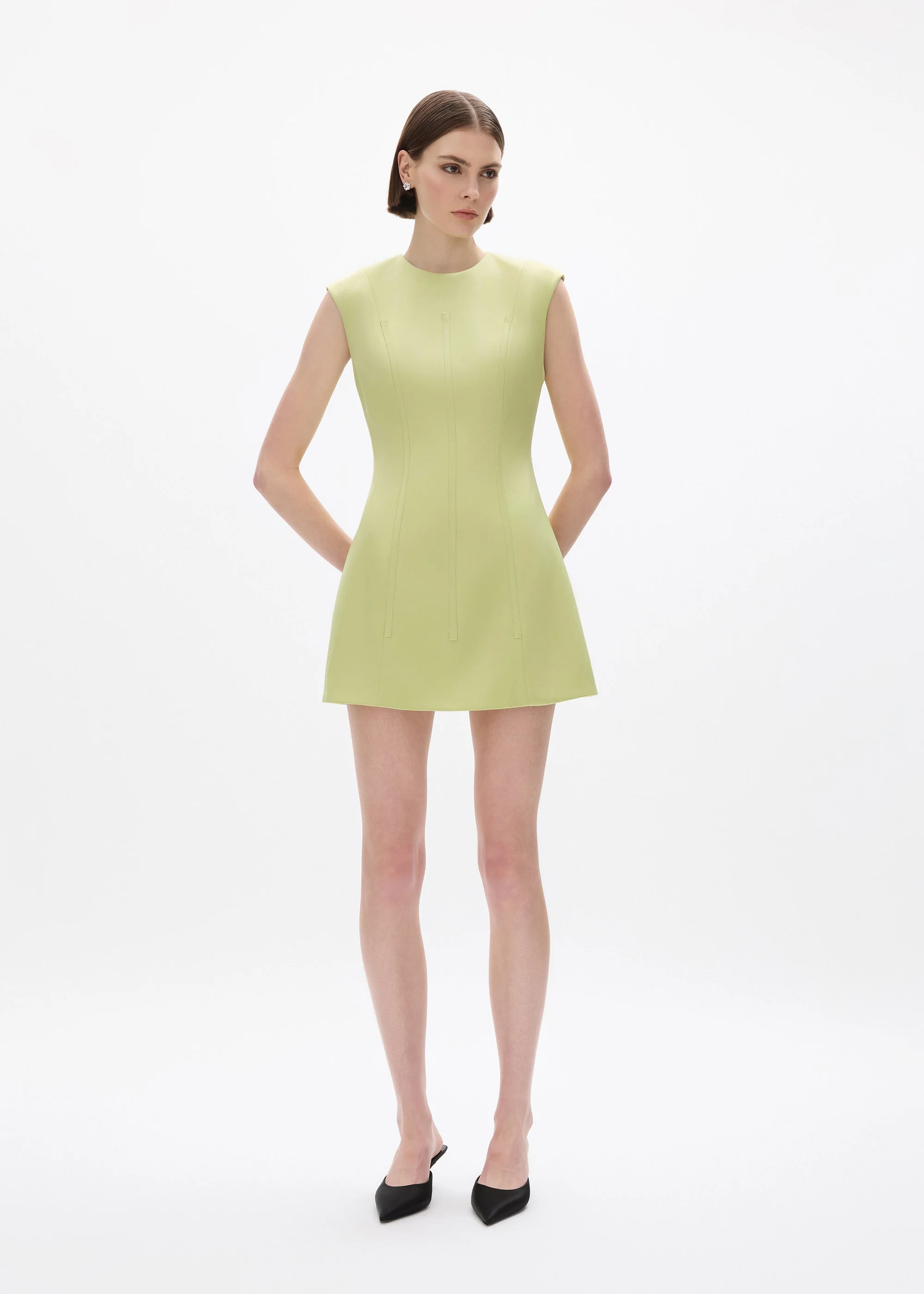 Hallie Mini Dress in Lime - Image 3