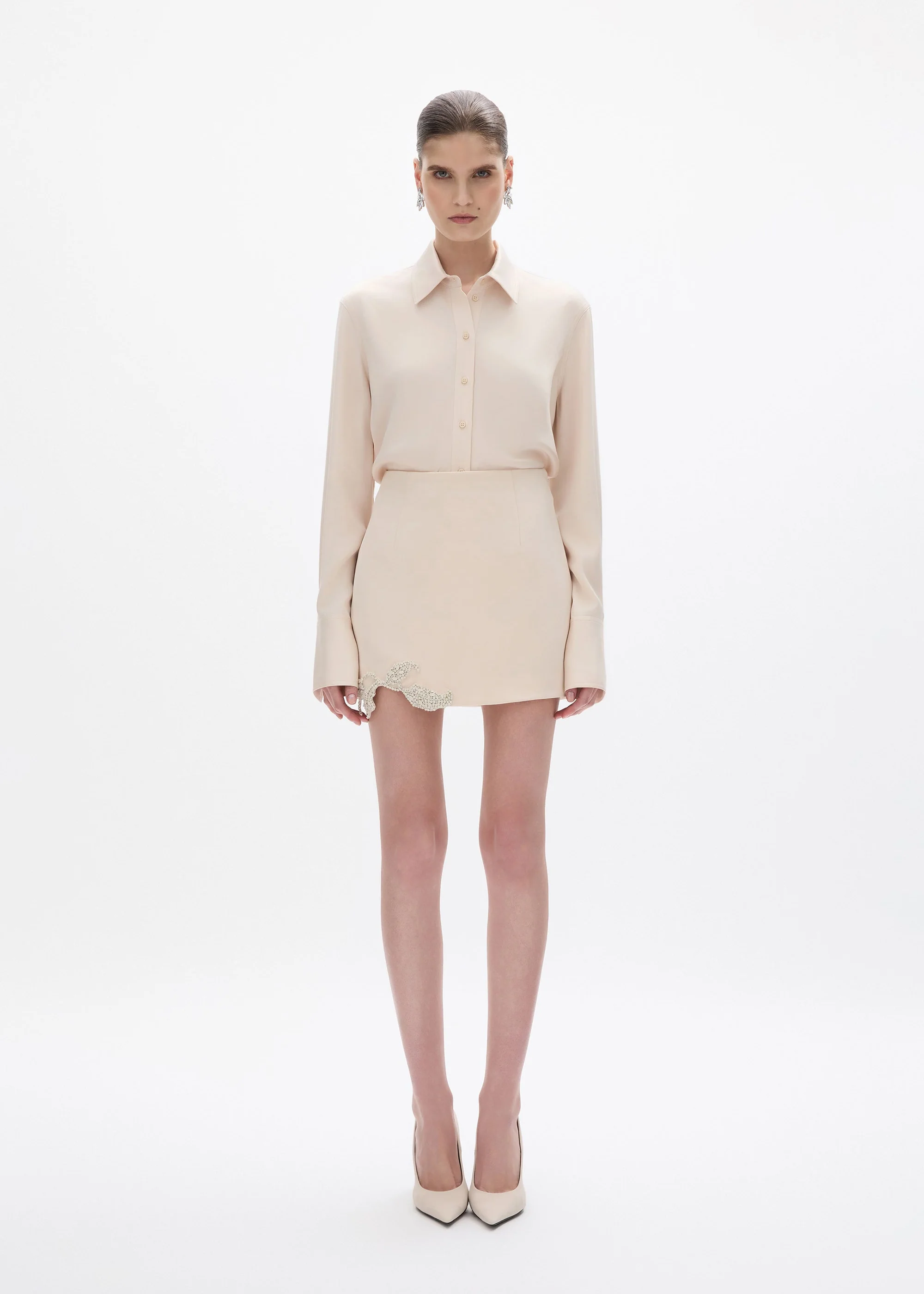 Hallie Mini Skirt in Champagne - Image 3