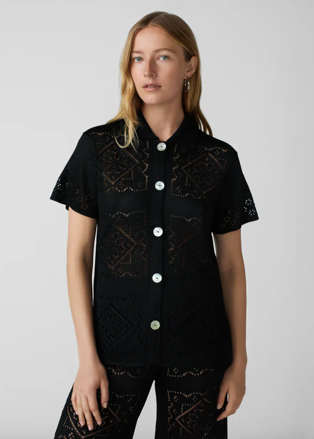 Handkerchief Short Sleeve Shirt In Black - Image 2