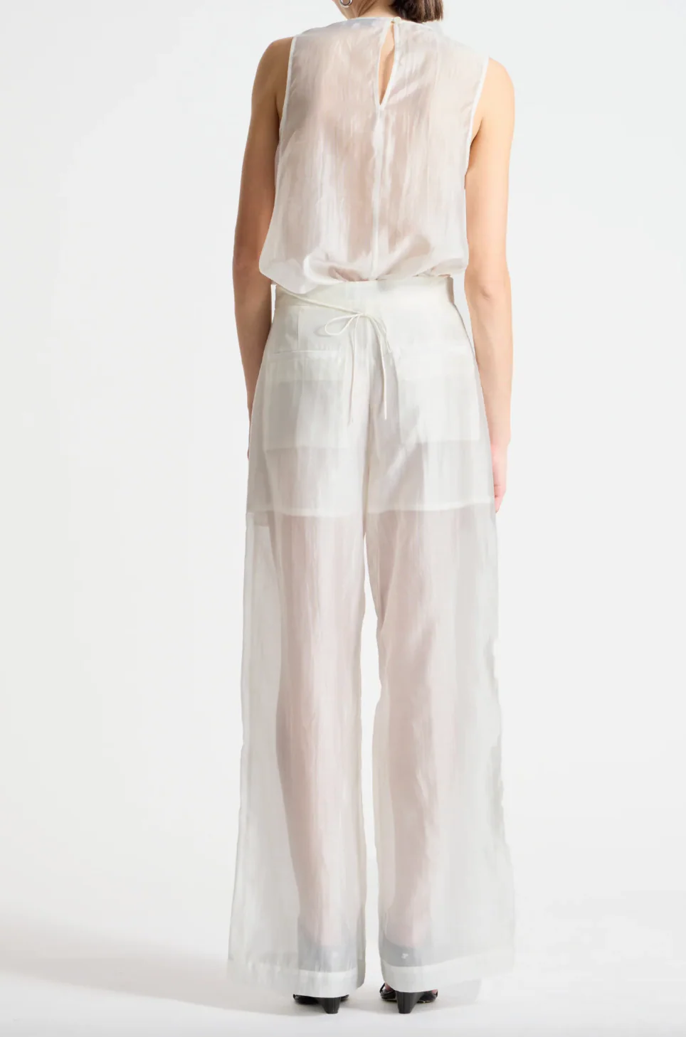 Hewes Floral Sequin Pants in Ivory - Image 3