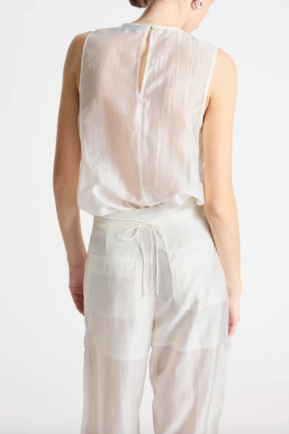 Hewes Floral Sequin Pants in Ivory - Image 4