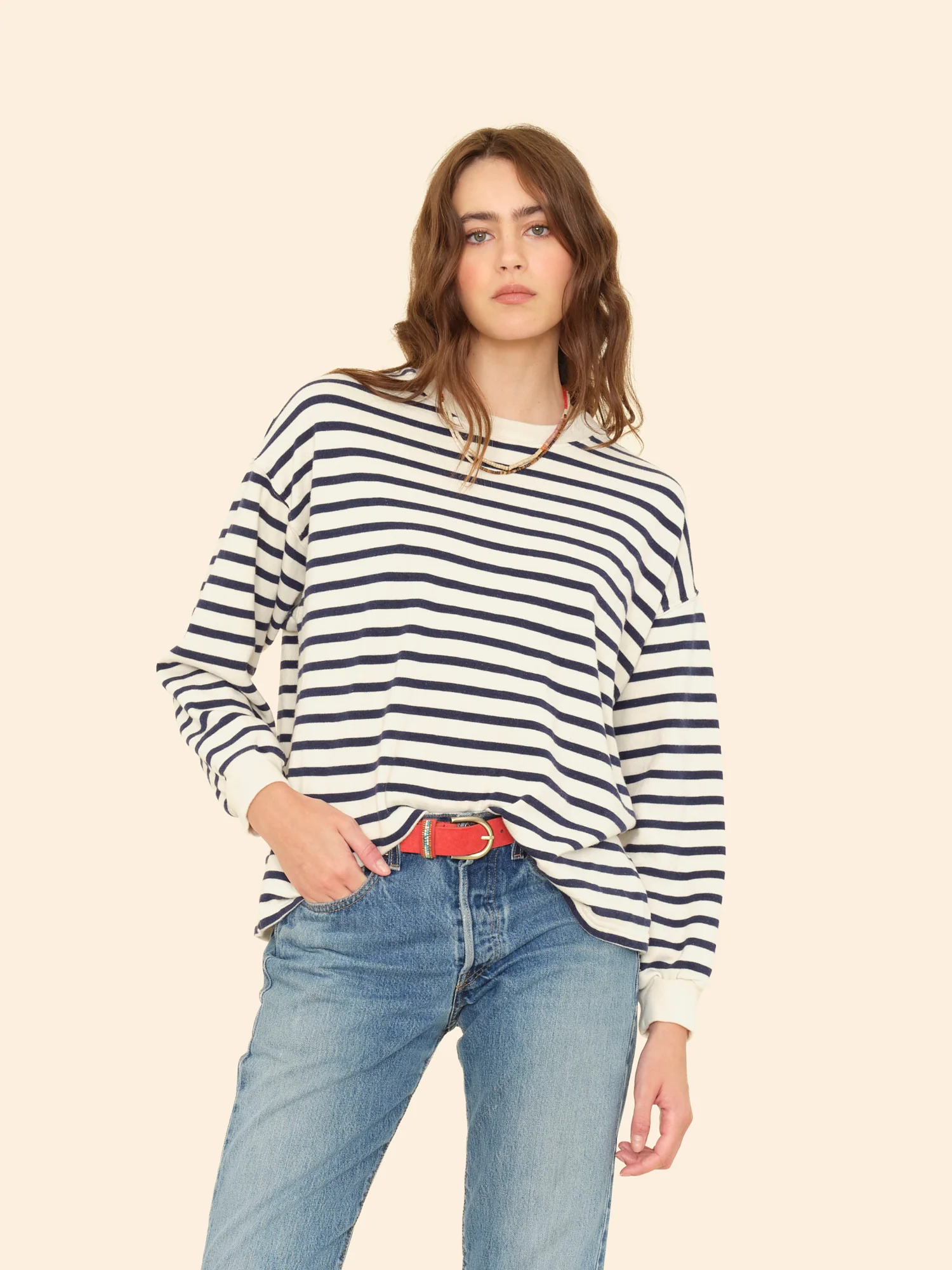 Honor Sweatshirt in Natural Stripe - Image 2