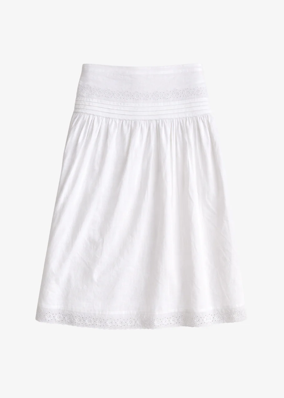 Irati White Embroidered Cotton Skirt