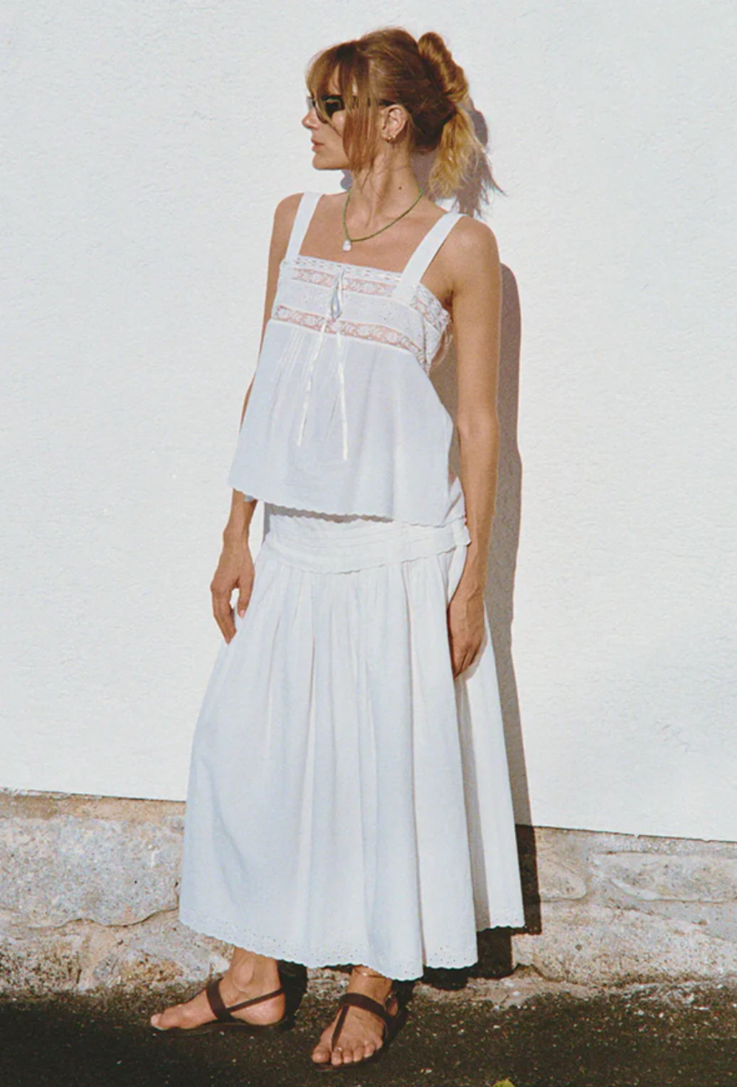 Irati White Embroidered Cotton Skirt - Image 3