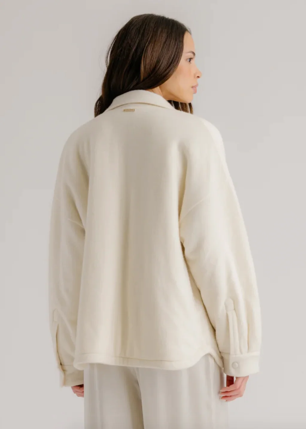 Izzy Filled Relaxed Shirt Jacket in Gardenia - Image 2