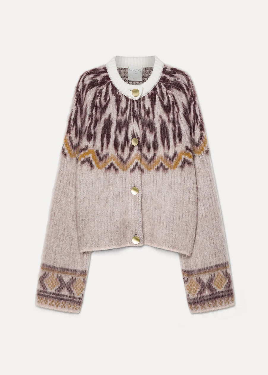 Jacquard Alpaca Wool Cardigan