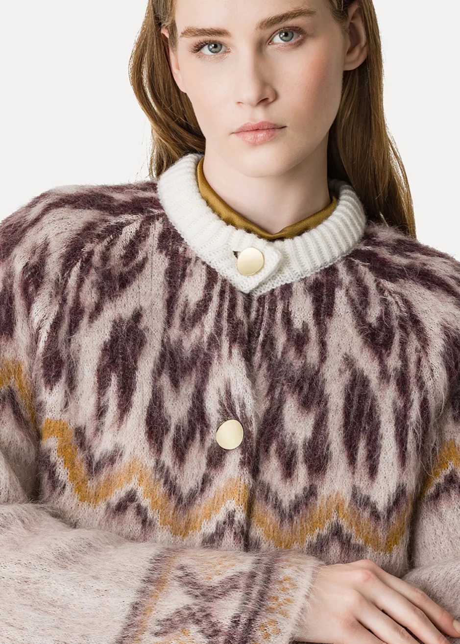 Jacquard Alpaca Wool Cardigan - Image 2