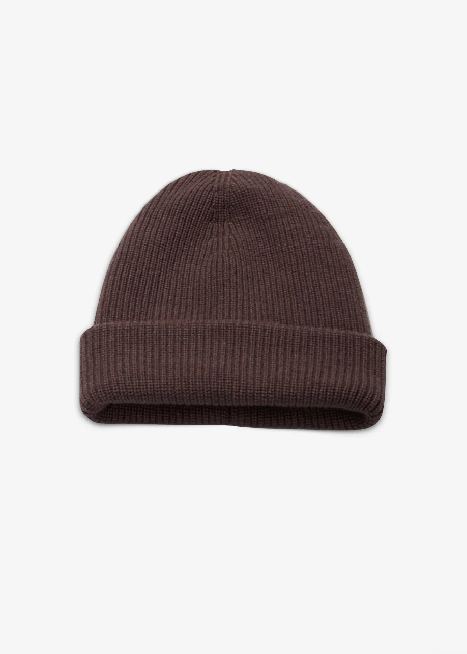 The Bree Cashmere Beanie in Dark Brown