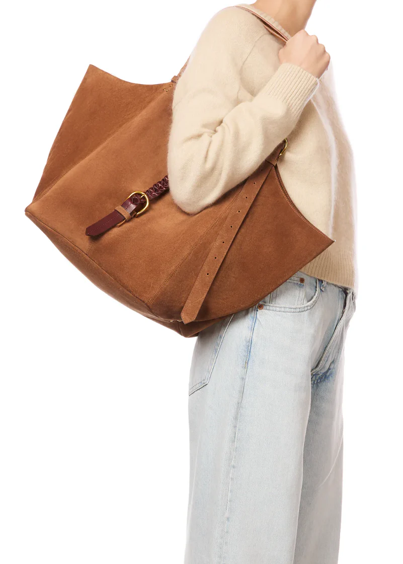 Joseph M Tote Bag in Caramel Suede - Image 2