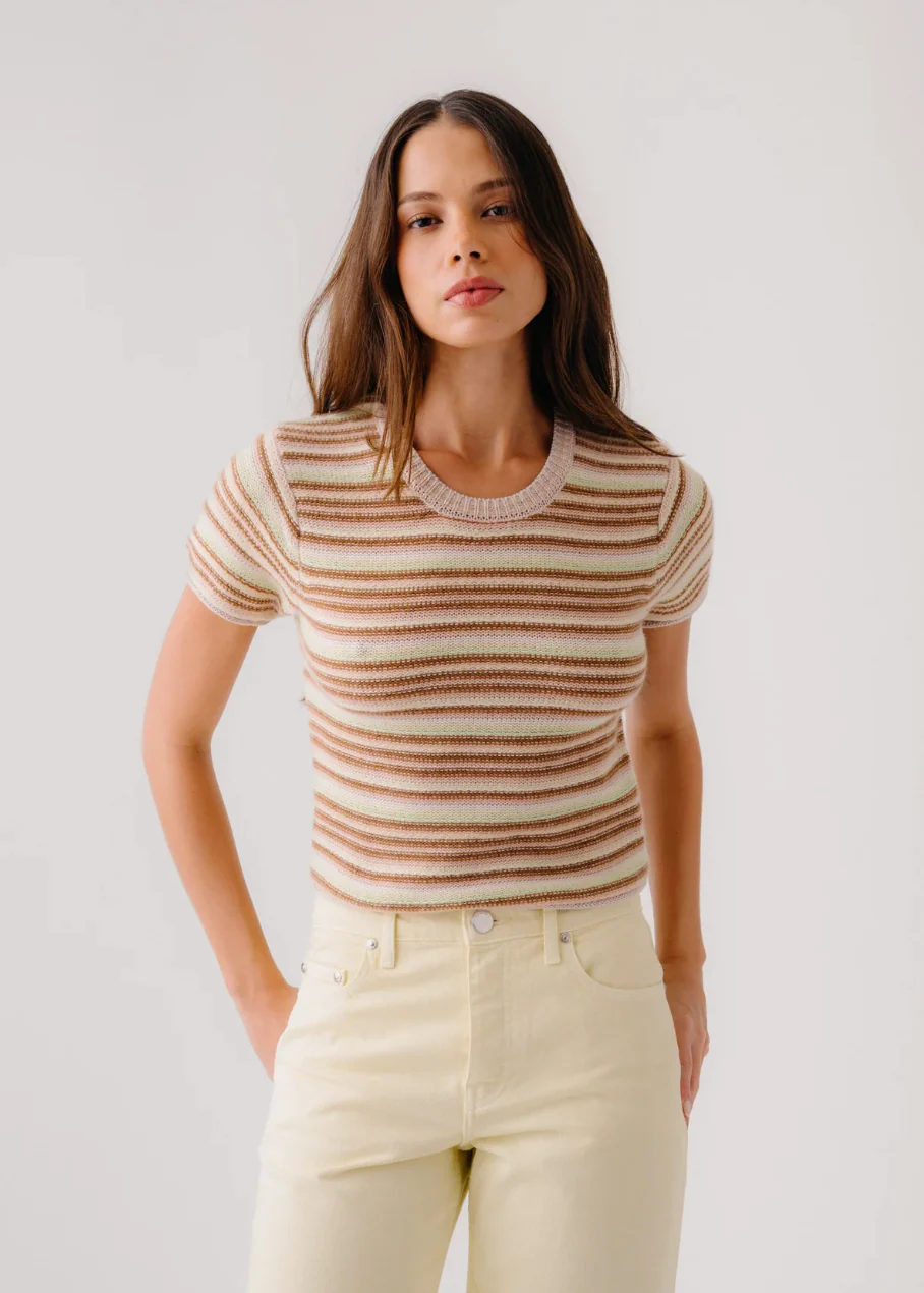 Jude Short Sleeve Buttercup Cashmere Crewneck Tee