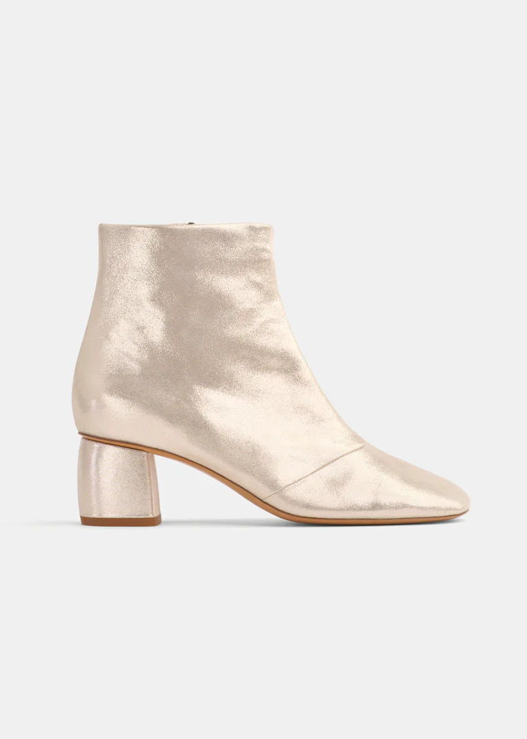 Laminated Leather Ankle Boots in Platino